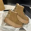 [Ushilai] Platform Martin Boots Women's 2025 Winter New Versatile Casual High-Top Shoes Warm Snow Boots Women
