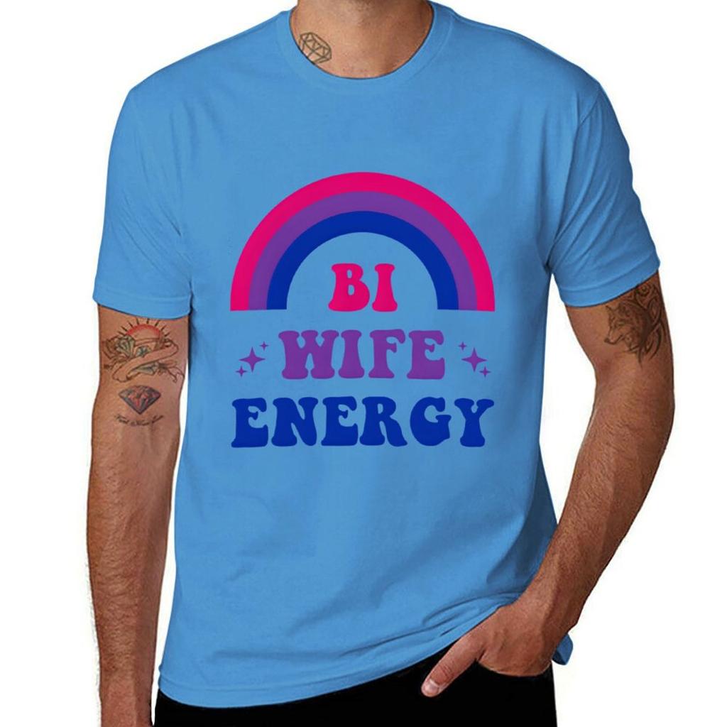 Bi Wife Energy Duma Biseksualna Flaga Biseksualna Wsparcie LGBTQ T-shirt grafika moda koreańska męskie białe t-shirty