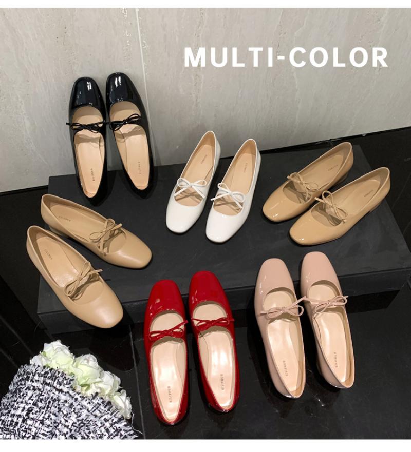 Fashion Women's Shoes New Spring Autumn Low Heels Bow Tie Shallow Cut Ballet Single Shoes Women's Mary Jane Shoes Ladies Heels