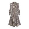 Women Black White Geometric Print V Neck Bell Sleeve Asymmetrical Hem Maxi Dress