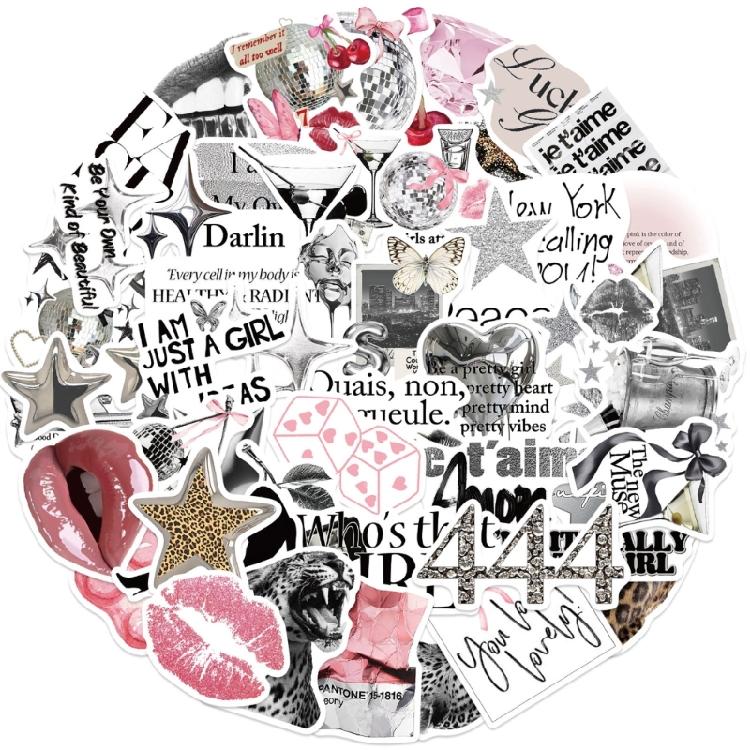 50Pcs Scrapbooking Decorative Sticker Waterproof PET Sticker for Water Bottle Laptop Scrapbooking Journal Embellishment 1