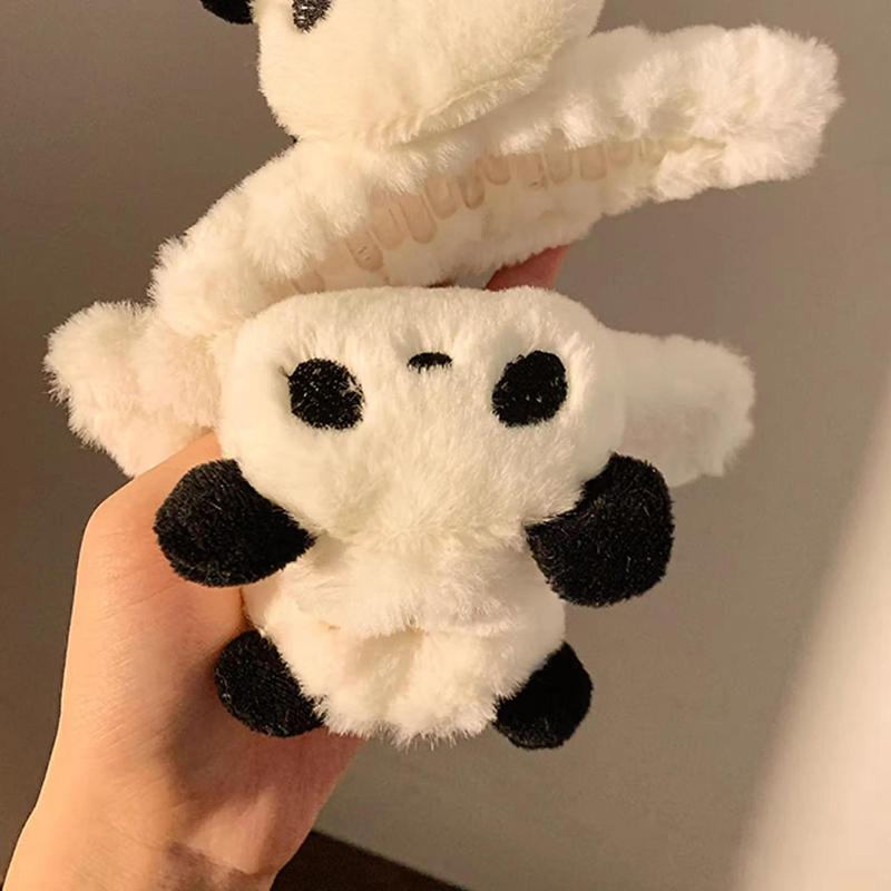 Cute Plush Doll Panda Hair Claw  Cartoon Korean Style Animal Shark Clip Large Size Winter Hair Clip Girls Daily Headwear