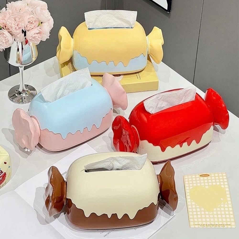Cartoon Candy Tissue Box Decorative Large Capacity Napkin Holder Exquisite Plastic Paper Towel Dispenser Home Decor
