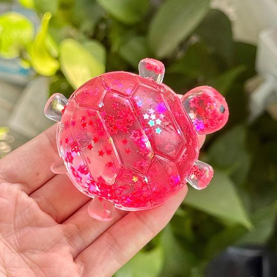 1/4ks Průhledná želví mačkací hračka s hvězdičkovými flitry Úleva od stresu Třpytivá mořská želva Stresový míček Senzorická hračka Měkká dekompresní Fidget hračka