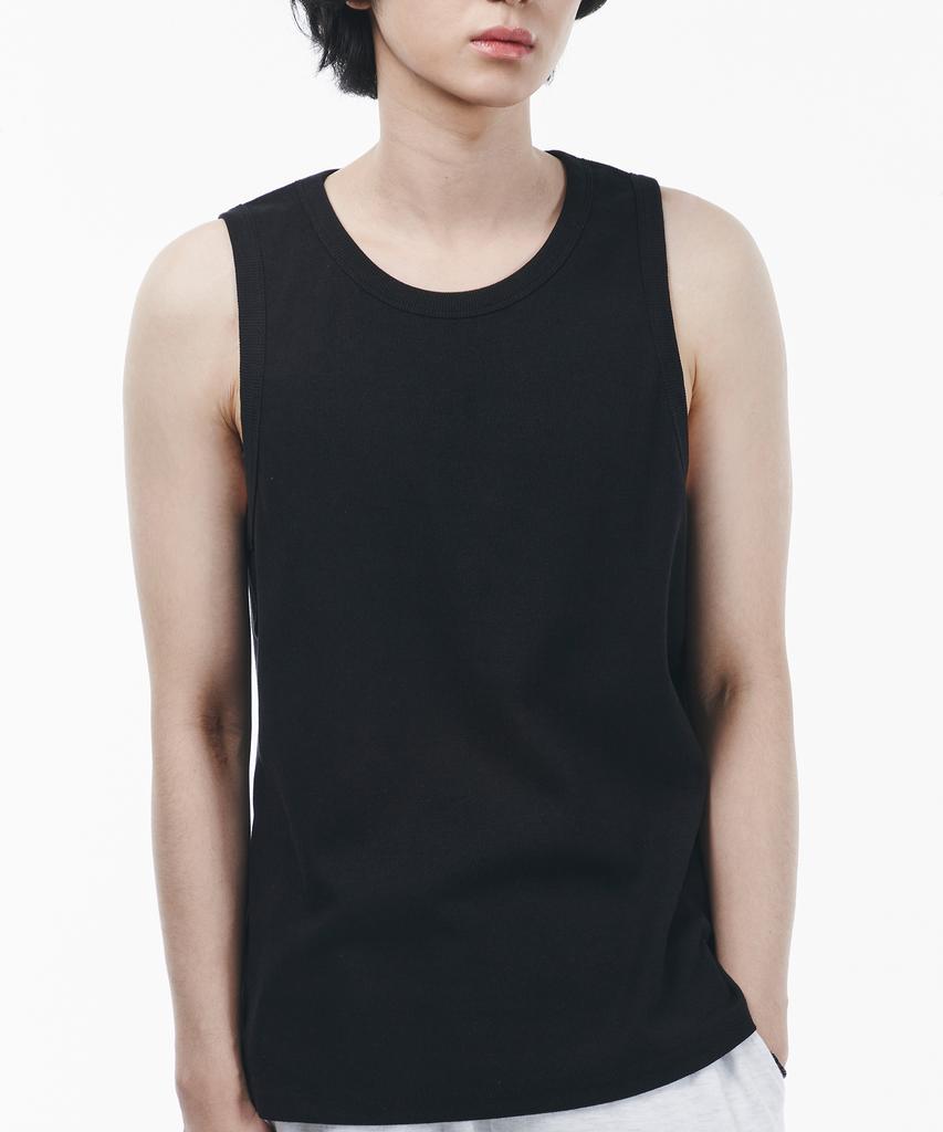 SIGNATURE Ribbed Sleeveless T-Shirt [Black]