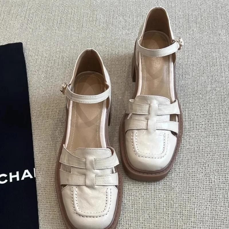 Fashion 2025  Ladies Shoes Closed Toe Women's Sandals Fashion Buckle Strap Office and Career Summer Cover Heel Heeled Sandals