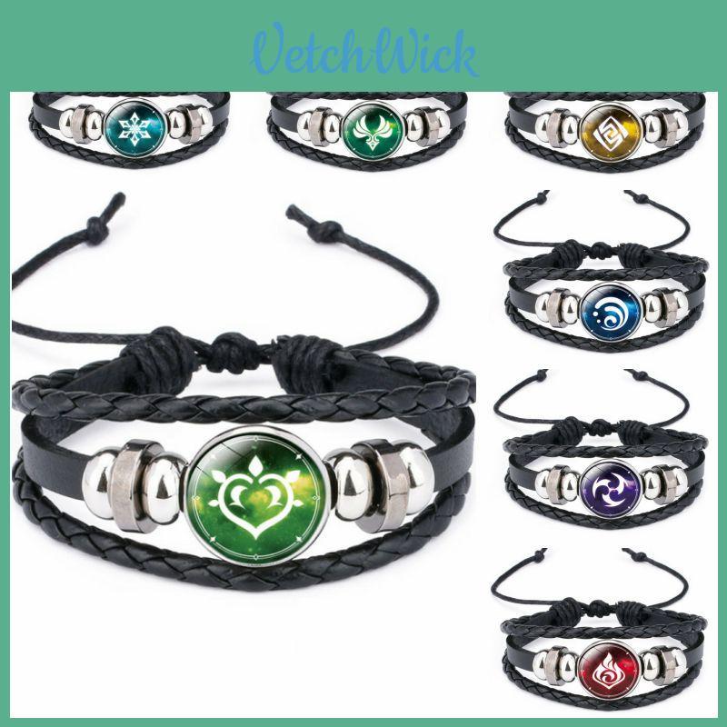 Genshin Impact Luminous Bracelet With Adjustable Pu Leather Wristband For Night Glow