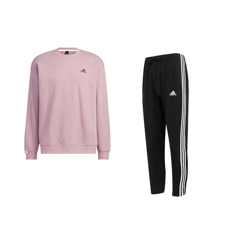 

Adidas Simple Brand Logo Letter Crew Neck Pullover Long Sleeve Sweatshirt Comfortable Knitted Striped Long Брюки Casual Sports Suit IB2715+IC0044 L