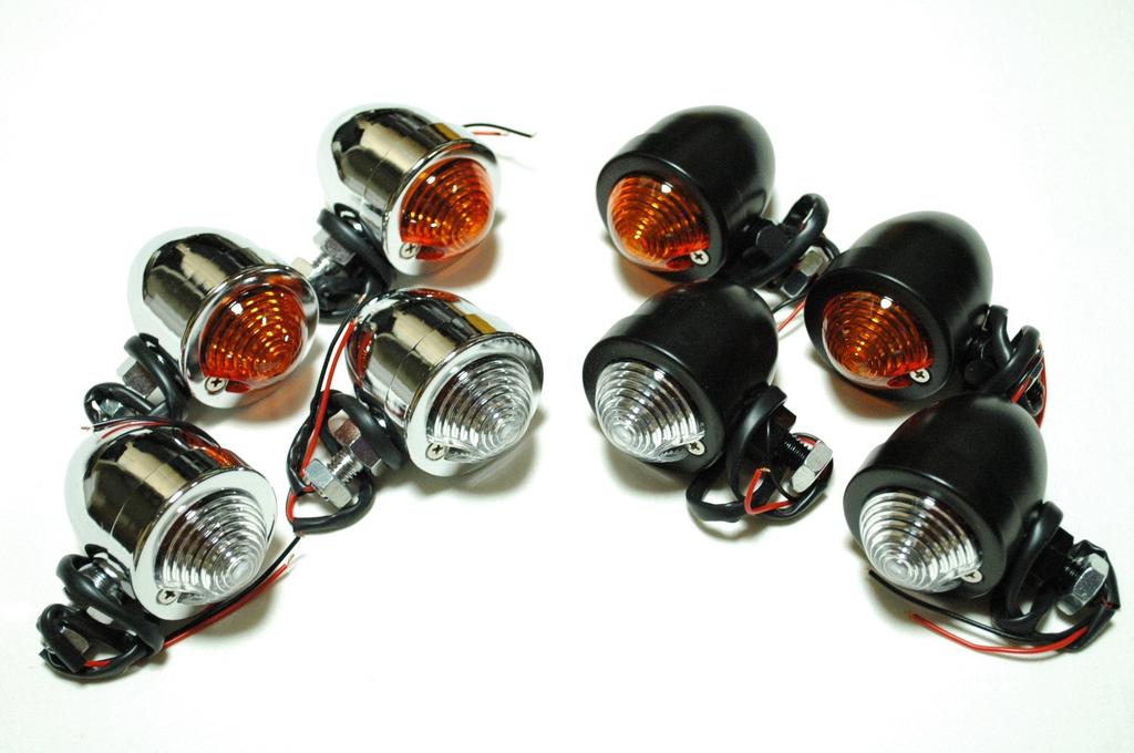 Universal Billet Bullet Turn Signals of for American Motorcycles Black with Clear (Set 2) [ADVANTAGE] (2 Lenses)