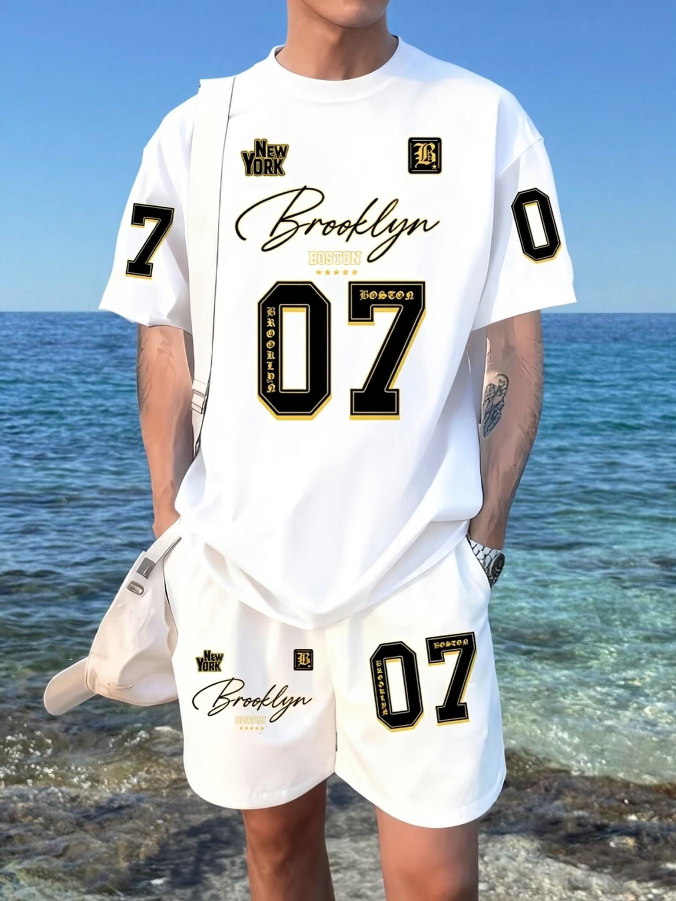 

Vintage 3D Print Men Quick Dry 2Pcs Set Beach Gym Casual Outfit S
