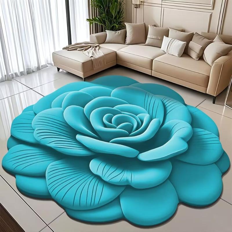 Flower Carpet, Special-Shaped Soft Peony Floor Mat, Durable 40X40Cm/60X60Cm Non-Slip Absorbent Bathroom Floor Mat For Living Roo