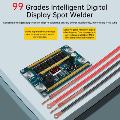 Kit Aparat de Sudură în Puncte 12V cu 99 de Trepte, Penă de Sudură în Puncte cu Putere Digitală Reglabilă, Placă de Control, Foaie de Nichel pentru Baterie Litiu 18650