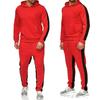2 Pieces Sets Tracksuit Men Hooded Sweatshirt +Drawstring Pants Male Stripe Patchwork Hoodies