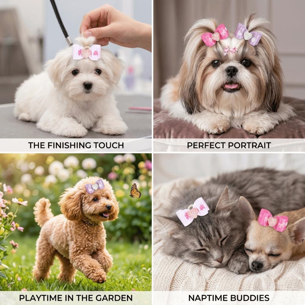 15Pcs Rainbow Ribbon Pet Bow Hair Bows Gradient Tone Gradient Ribbon Bow  Pet Hair Arrangement