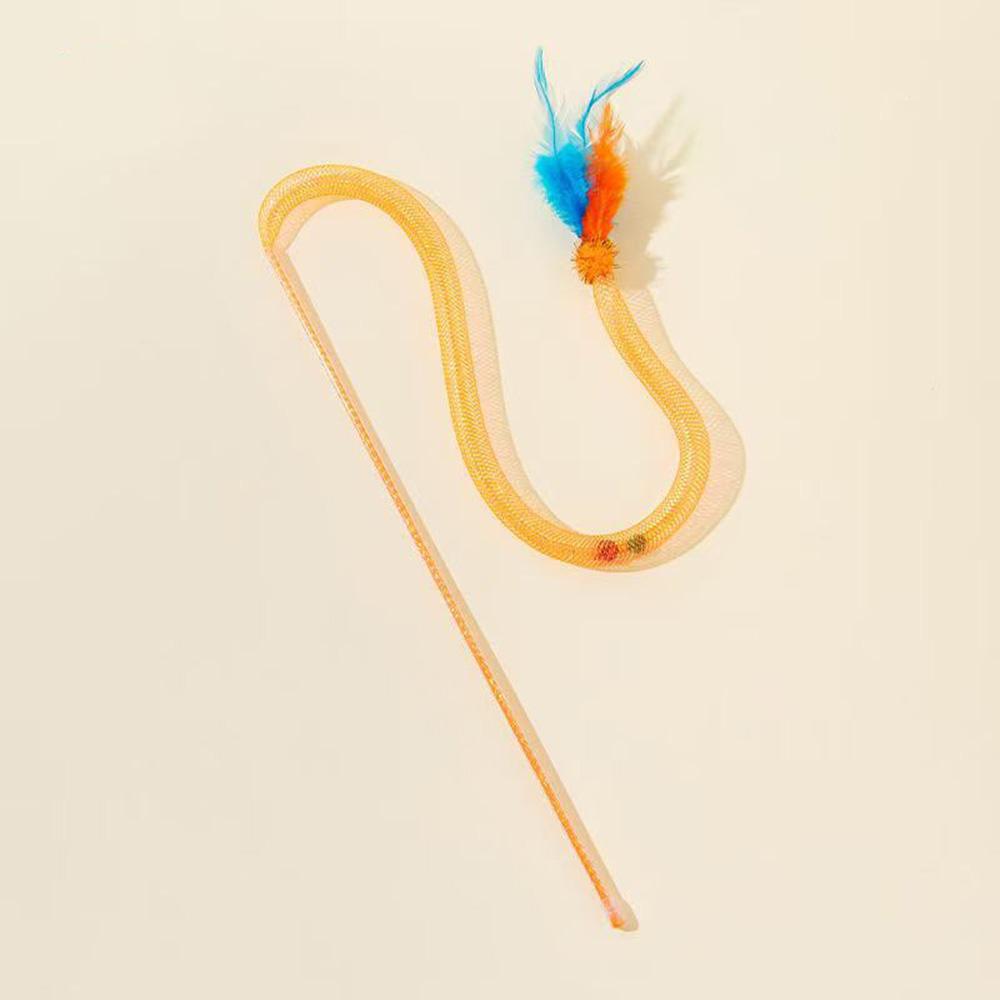 

Cat Teaser Toy - Elastic Rope Snake Shape with Catnip & Bell, Chewable Interactive Cat Wand, помаранчевий