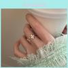 Exquisite Flower Design Pearl Zirconia Ring For Women Adjustable Open Finger Ring