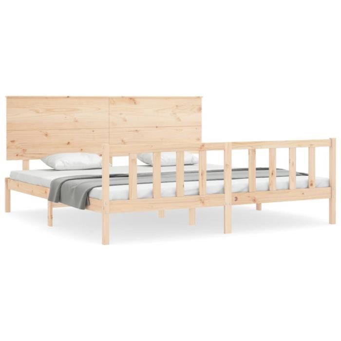 VidaXL Cadre de lit avec tête de lit 200x200 cm bois massif 3193421