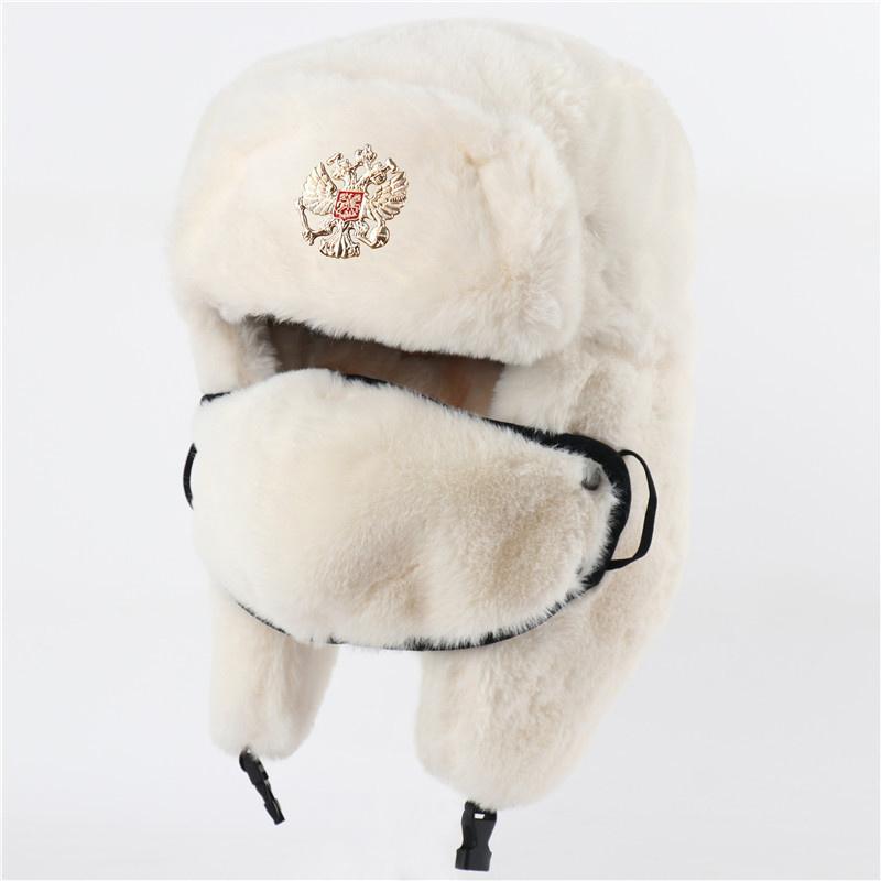 Russian Soviet Military Cap Trapper Hat Ushanka Russian Fur Hat Thick Warm Plush Earflap for Skiing Hunting