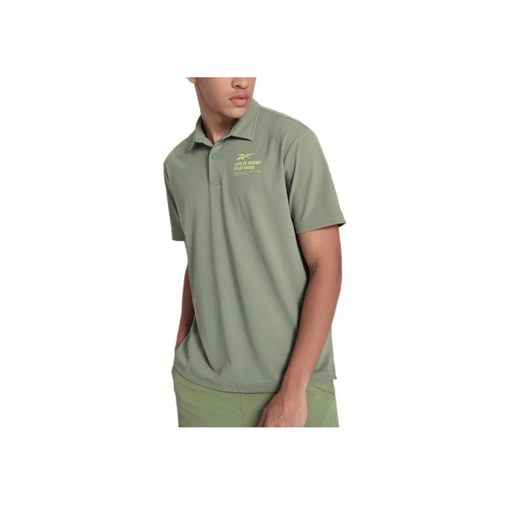 Reebok Casual Comfortable Knitted Short Sleeve Polo Shirt Men Polo Shirts Light-Army-Green 24SRM401MGL2