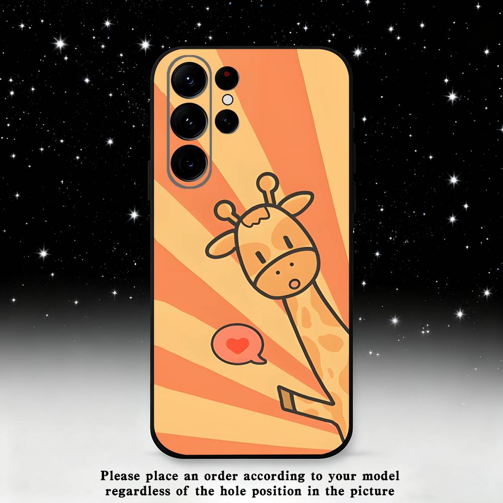 Giraffes Cute Animal Phone Case For Samsung S25,S24 Ultra,S20,S30 plus,S22 plus,S23,S30 Ultra 5G Silicone Black Shell
