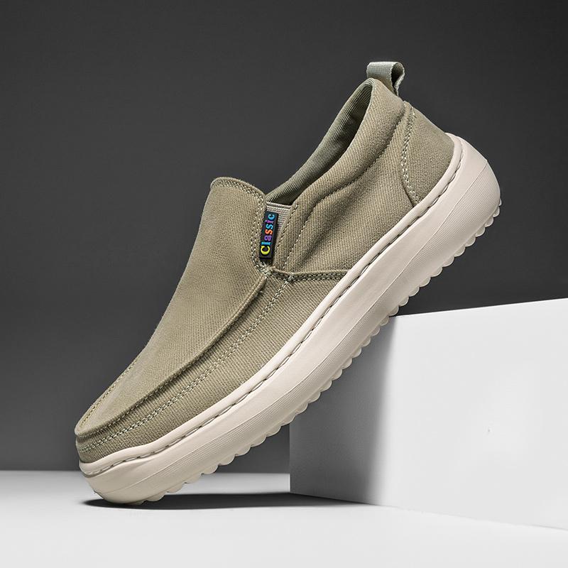New Men Canvas Casual Shoes Breathable Soft Cloth Sneakers Non Slip Rubber Sole Lightweight Daily Walking Fashion Flat Footwear