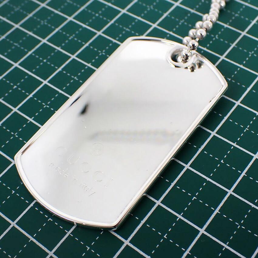Pre-owned GUCCI SV925 DOG Tag Pendant Necklace j42-10