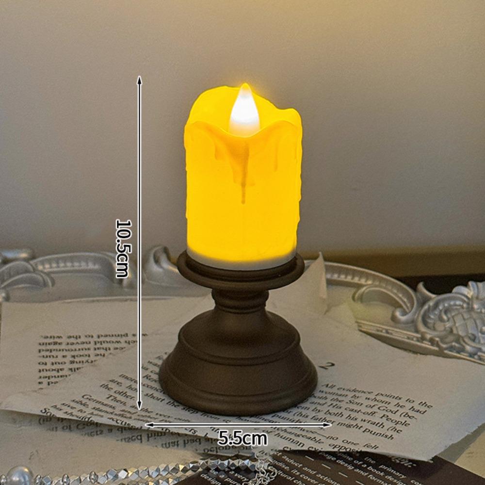 

Simulation Electronic Candle with Wax Drip Effect Flameless Decoration Candlestick Led Candle Holder