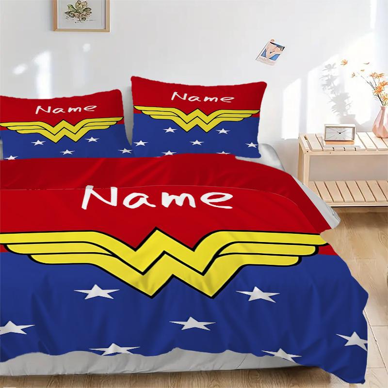 Custom Textile Wonder Woman Peace Bedding 3 Piece Set HD Print Duvet Cover Pillowcases for Teens Adult Bedroom Decoration