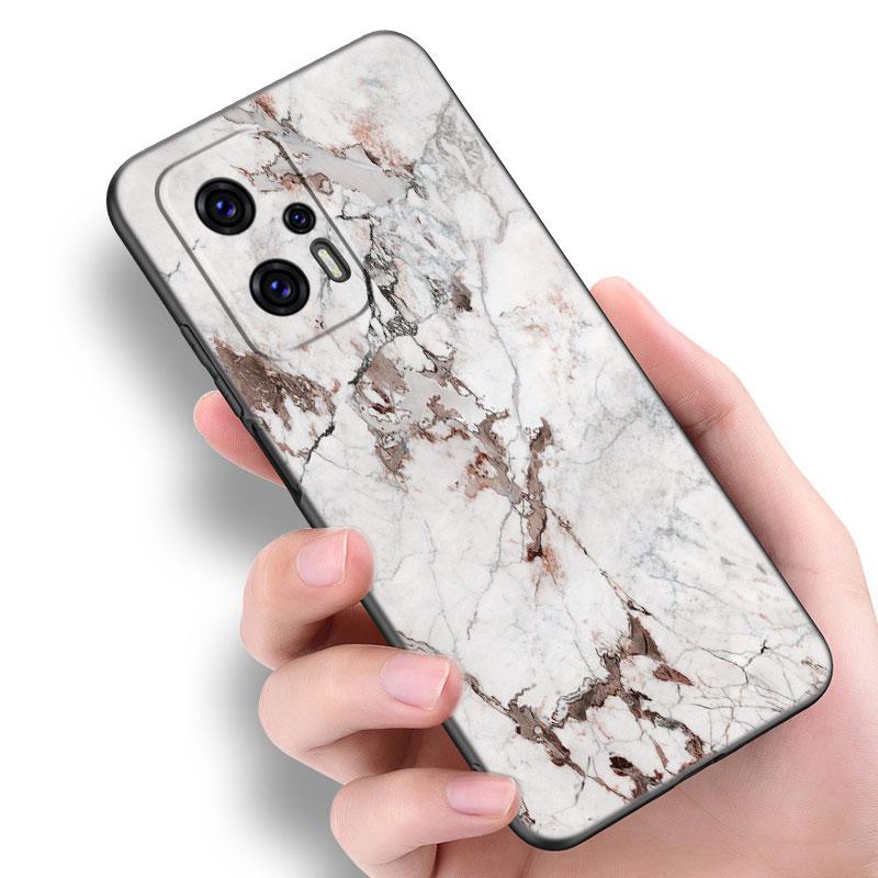 Xiaomi POCO F2 F3 M2 M3 M4 X3 X4 Pro NFC F4 GT 5G F1 X2 C3 C31 C40 M5S için Siyah ve Beyaz Mermer Telefon Kılıfı TPU Siyah Kapak