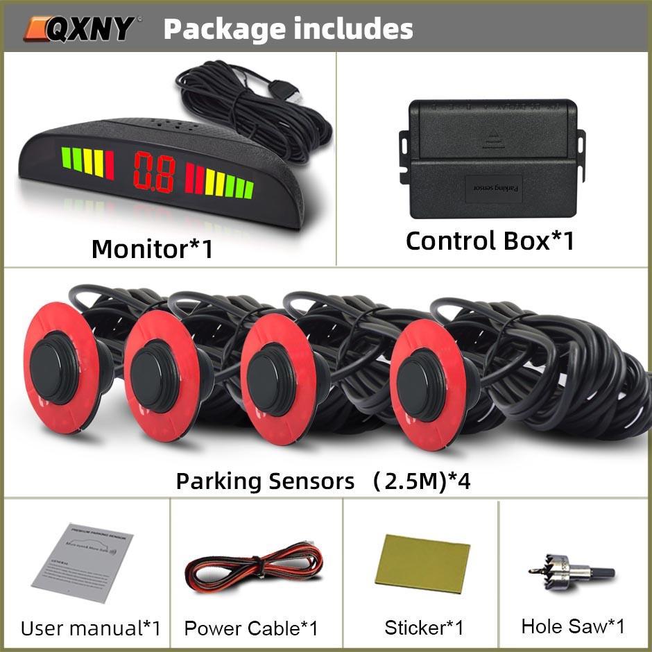 4 Parking Sensor Kit Rear Backup Radar Parktronic System Reverse Assist Distance Detection Vehicle Buzzer Voice Alarm Original