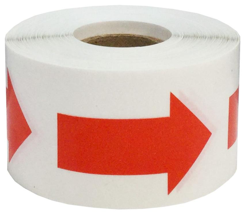 

500pcs Arrow Sign Labels, Rotating Direction Indication Stickers, Fluorescent Eye-Catching Floor Markers, Rotation Direction красный