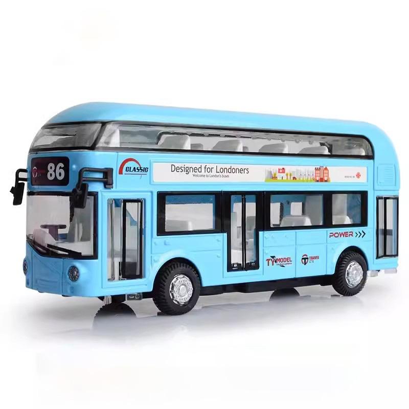 

1/36 Double-decker Bus Model Car Toy Alloy Diecast Sound Light Metal Vintage London Autobus Models Toys Collection Kids Gifts синій