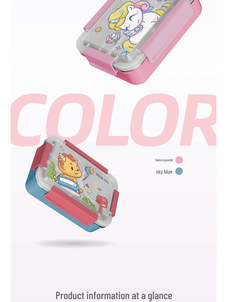 Creative Cartoon Portable Insulated Bento Lunch Box for Students - Reusable and Compartmentalized, 304 Stainless Steel.