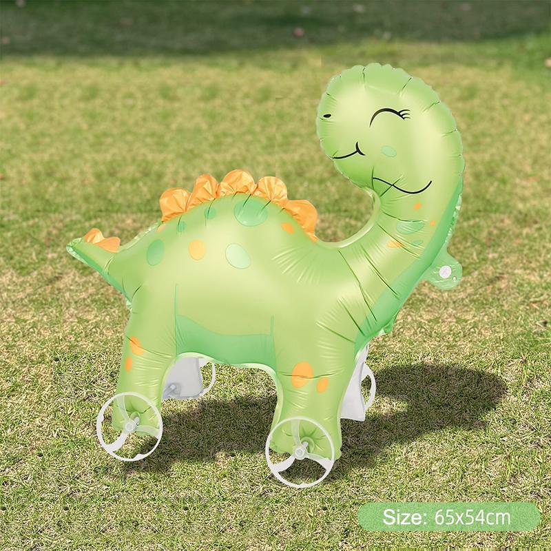 4D Cartoon Foil Balloons Elephant Stand Walking Balloon With Wheel For Kids Birthday Party Decoration Baby Shower