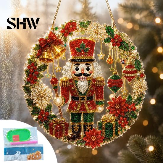 Art And Craft Supplies for Kids Christmas Faux Diamond Ornament, DIY Santa Claus Sun Catcher Kit, Rhinestone Parent Child Interactive Crafts