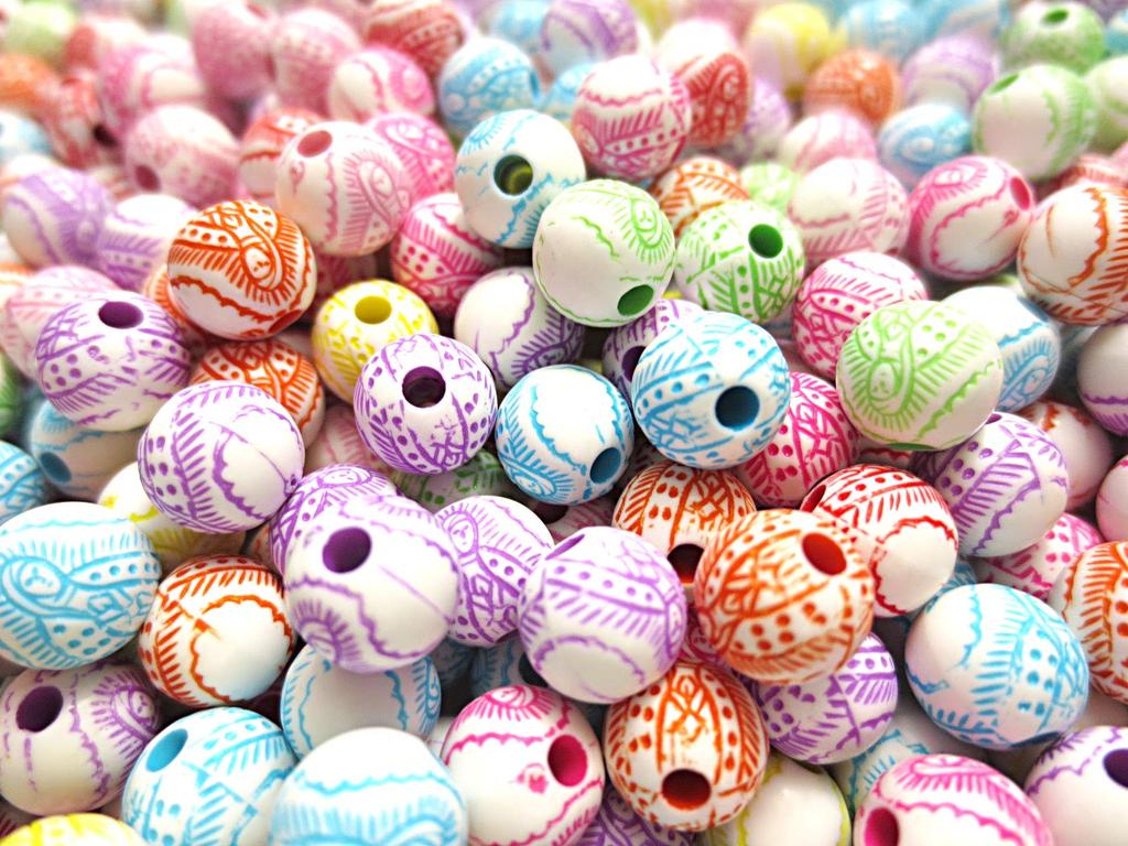 500 Pieces Virgin Mary Pattern Acrylic Ball Beads 8mm Mixed Assortment Huey Handicraft Materials H1414S46