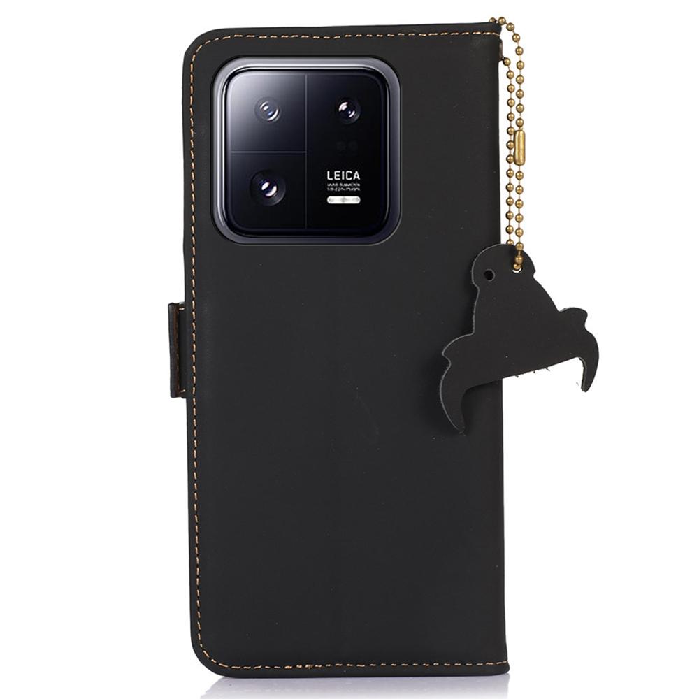 For Xiaomi 13 5G RFID Blocking Phone Case Genuine Leather Hands-free Stand Wallet Magnetic Flip Cover