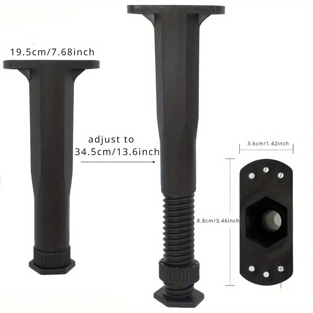 4pcs Adjustable Height Center Bed Support Legs Furniture Legs for Drop Shelves, Frames, Slats and Risers