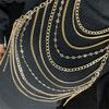 Stylish Women Rhinestones Chest Chain Necklace for Beach and Nightclub Outfits Layered Halter Neck Body Jewelry Crop Top
