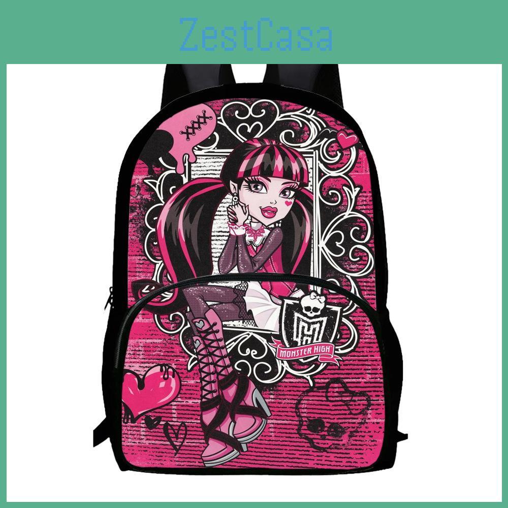 Large Capacity Children Backpack With Monster High Print Design For Daily School