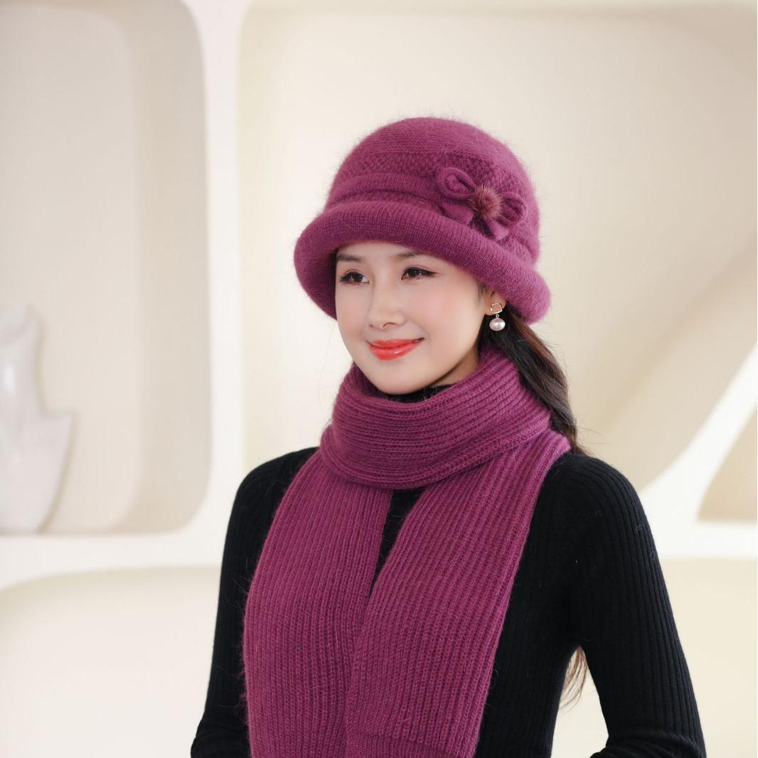 

Осенне-зимние женские шляпы для женщин, матерей, шерстяные шляпы, плюс бархат, защита от холода, хлопковые шляпы-горшки, вязаная шапка для бабушки, пожилой женщины average size