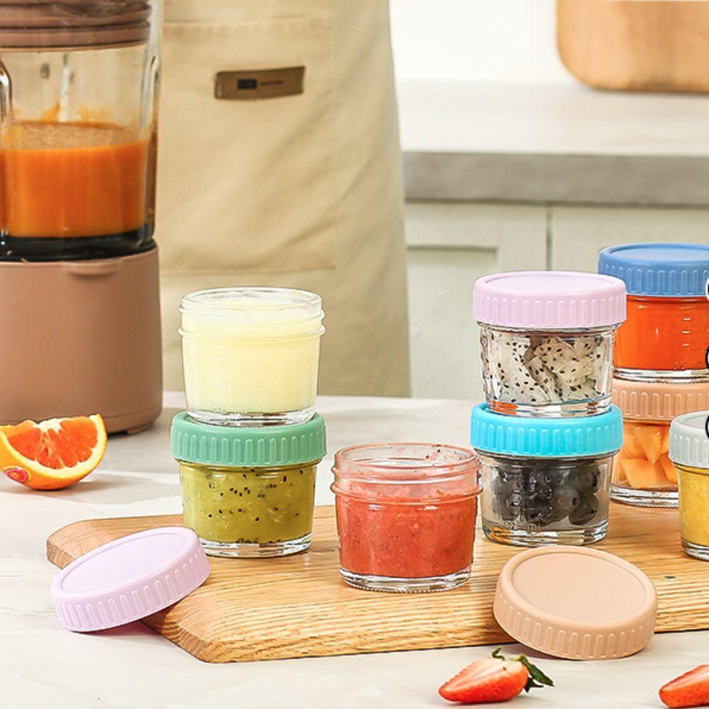 6pcs with Scale Baby Food Jar Reusable Salad Dressing Container Dipping Sauce Cup  Jam
