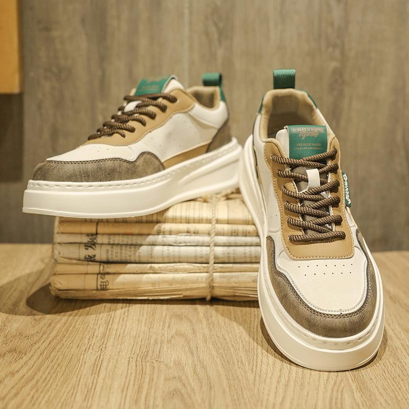 Men's shoes spring new breathable leather surface versatile retro British men's sports and leisure thick baseplate shoes