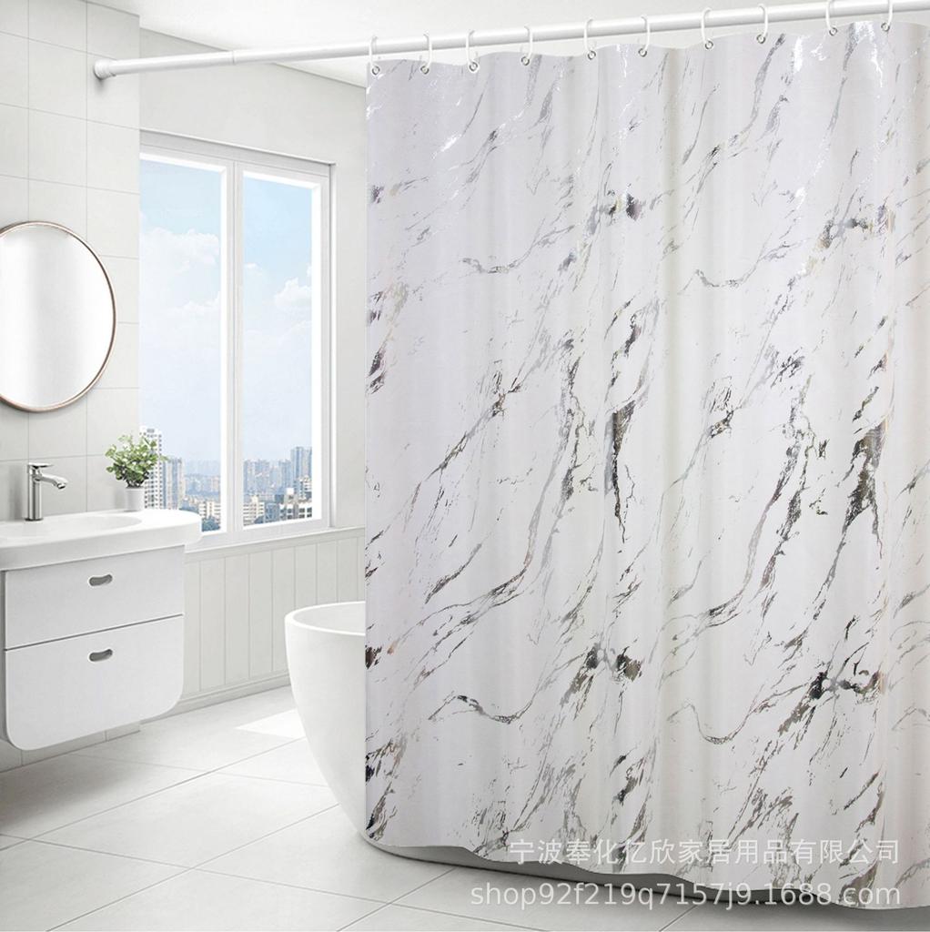 Luxury Minimalist Waterproof Marble Pattern Shower Curtain Partition