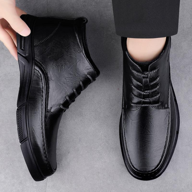 Mode 2024 Winter Heißverkauf Herren Baumwollschuhe Plüschdesign Dicke Sohle High Top Freizeitschuhe Street Trendy Herren Arbeitskleidungsschuhe