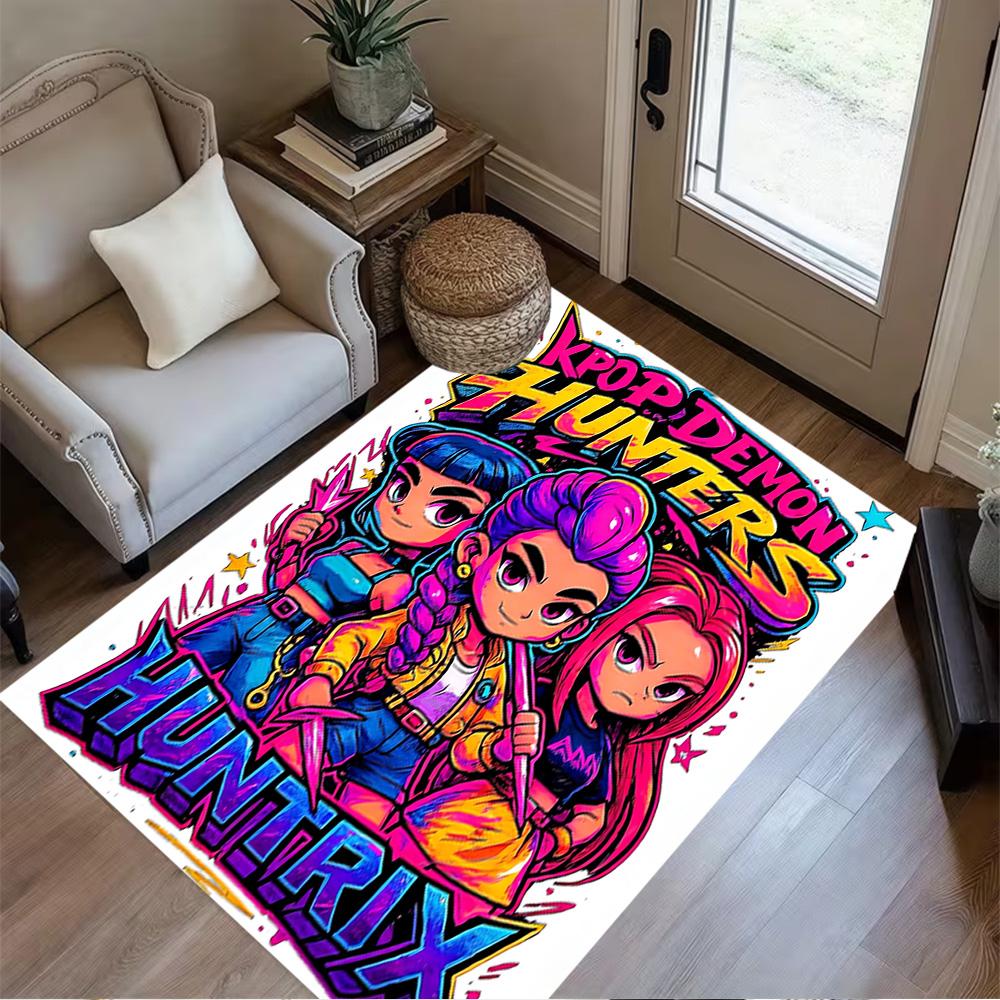 1pc K-pop Demon Hunters Rug Home Carpet Decoration Office Decor Gift Living Room Bedroom