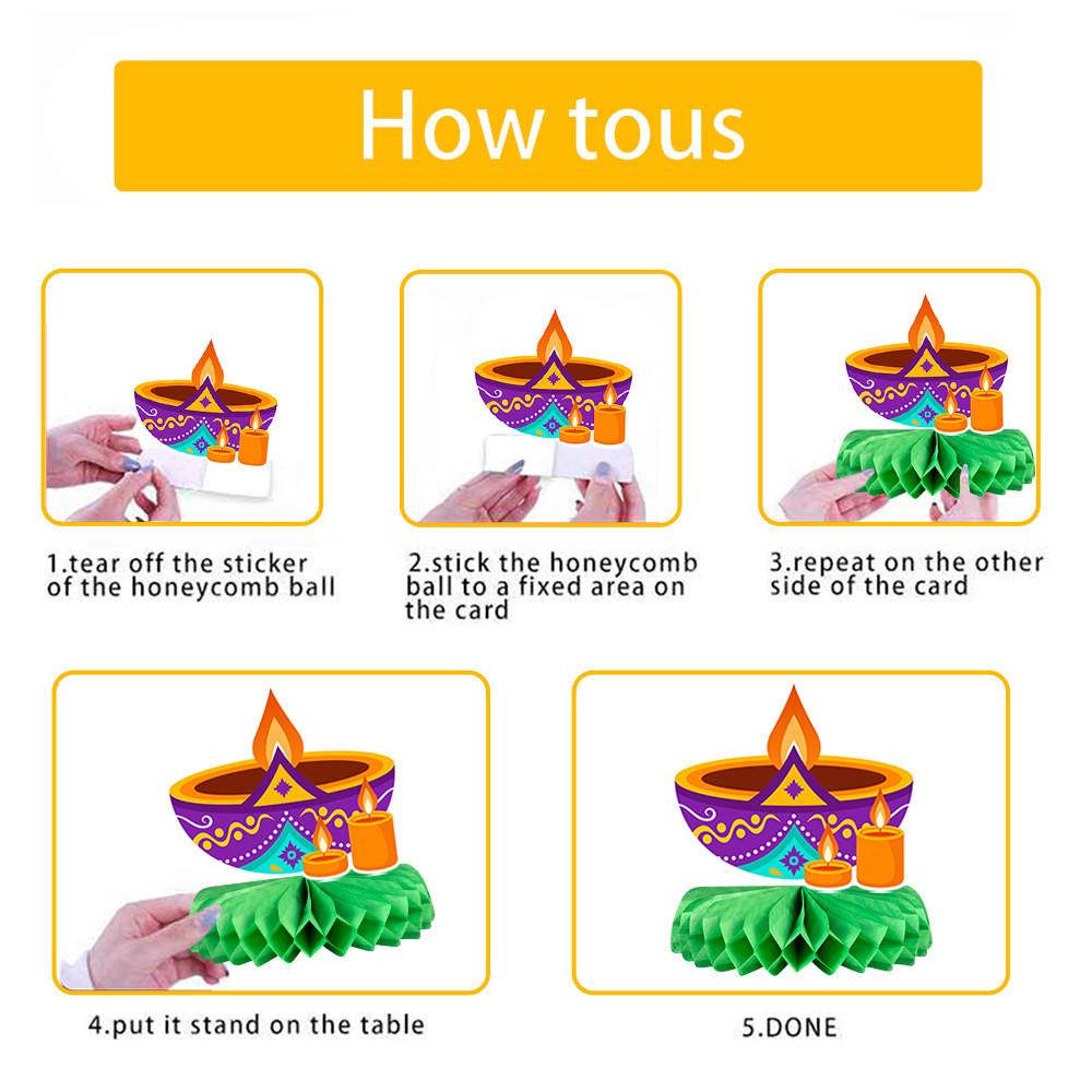 Party Scene Diwali Paper Honeycomb Elephant Decoration Set Ornaments Tabletop