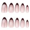 Brown French Cat Eye Glitter Short Almond False Nails - Autumn Winter Collection
