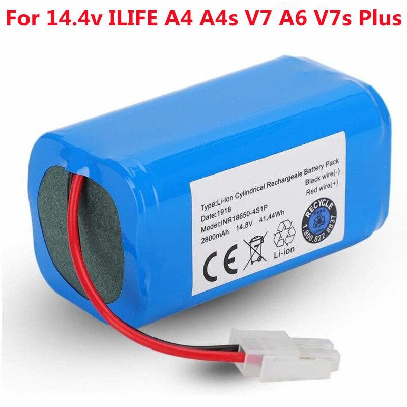 

14,8 В, 2600 мАч, 3500 мАч, литиевая батарея для 14,4 В Ilife A4 A4s V7 A6 V7s Plus, робот-пылесос Ilife 4s1p, полная емкость