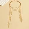 1 Fashionable Sexy Personality Multi-Layer Chain Long Leaf Tassel Necklace, Women's Party Banquet Jewelry